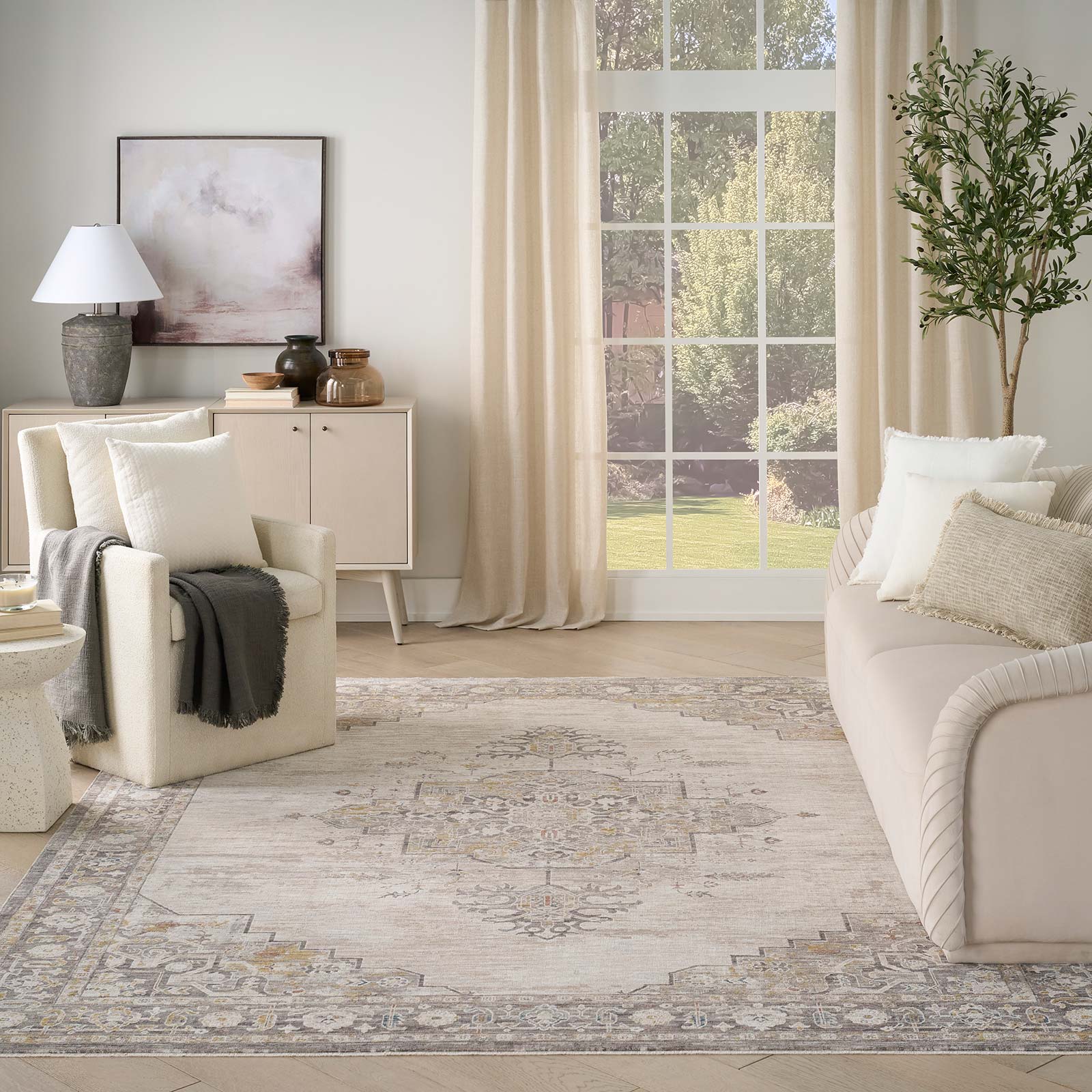 Nourison alfombra Antique Fusion ANF01 IVCHA IVORY CHARCOAL 9x12 841491157732 interior 3