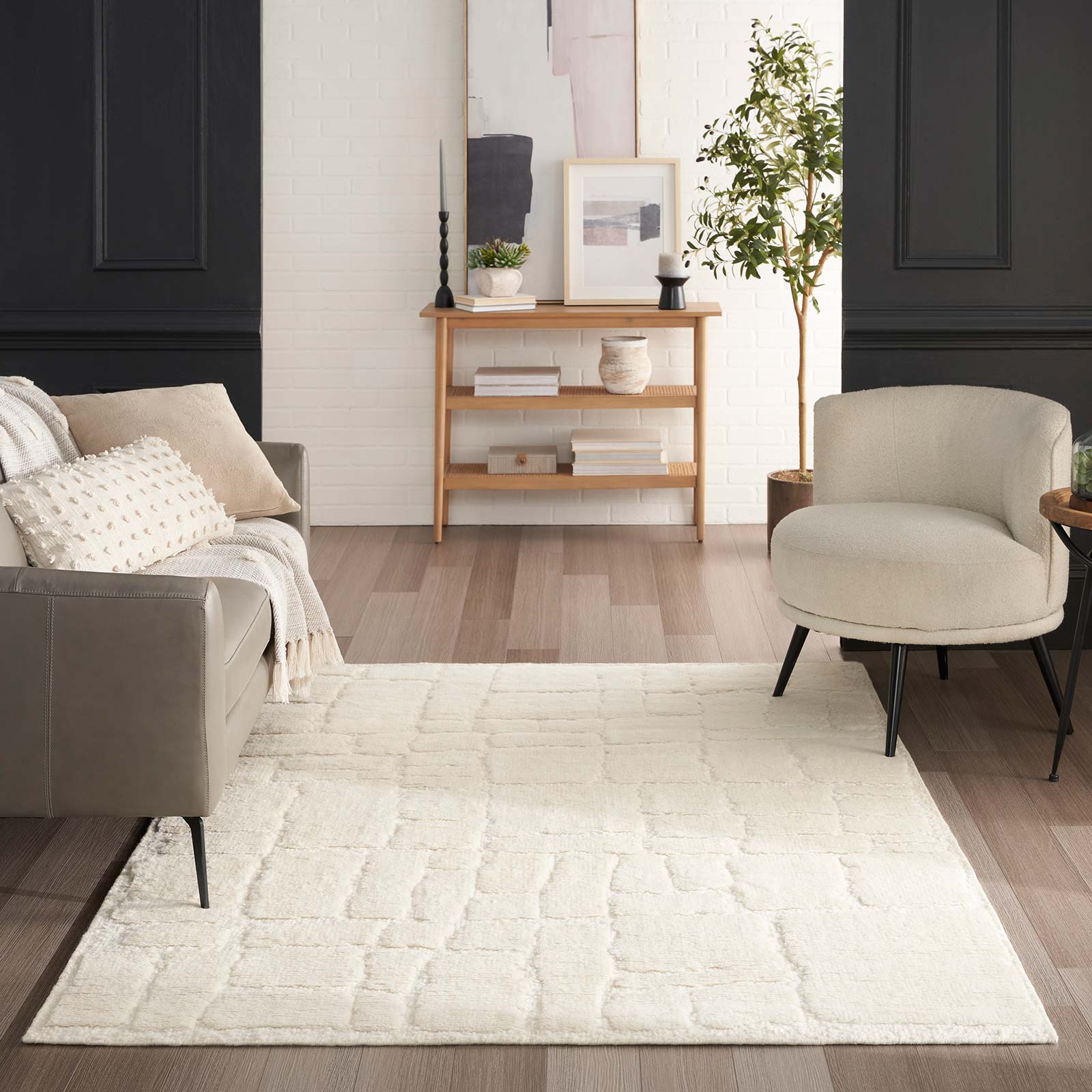 Nourison alfombra Blanco BLO02 IVORY 5x8 099446945303 interior 1