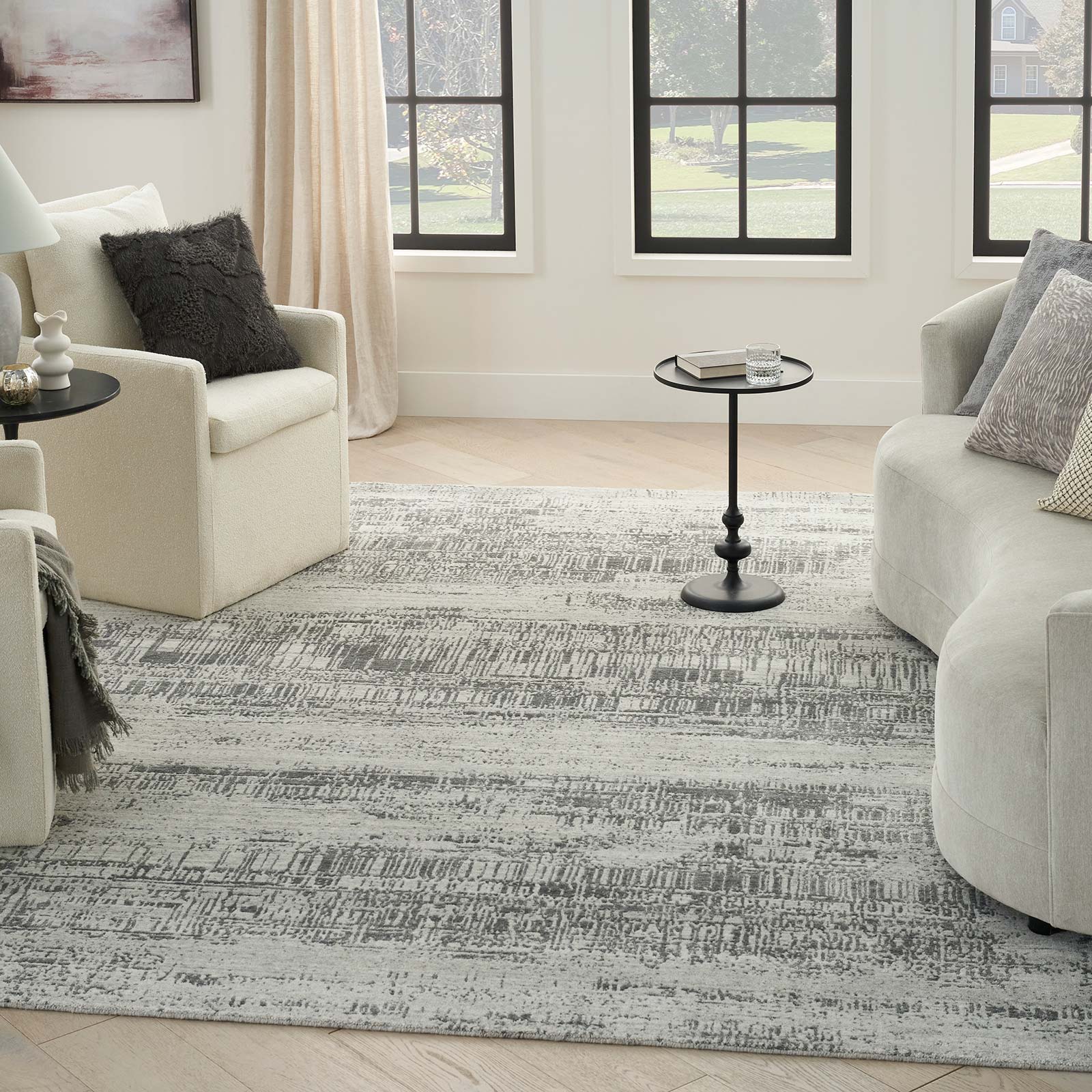 Nourison alfombra Harmony HAY01 IVCHA IVORY CHARCOAL 8x10 099446936134 interior 1