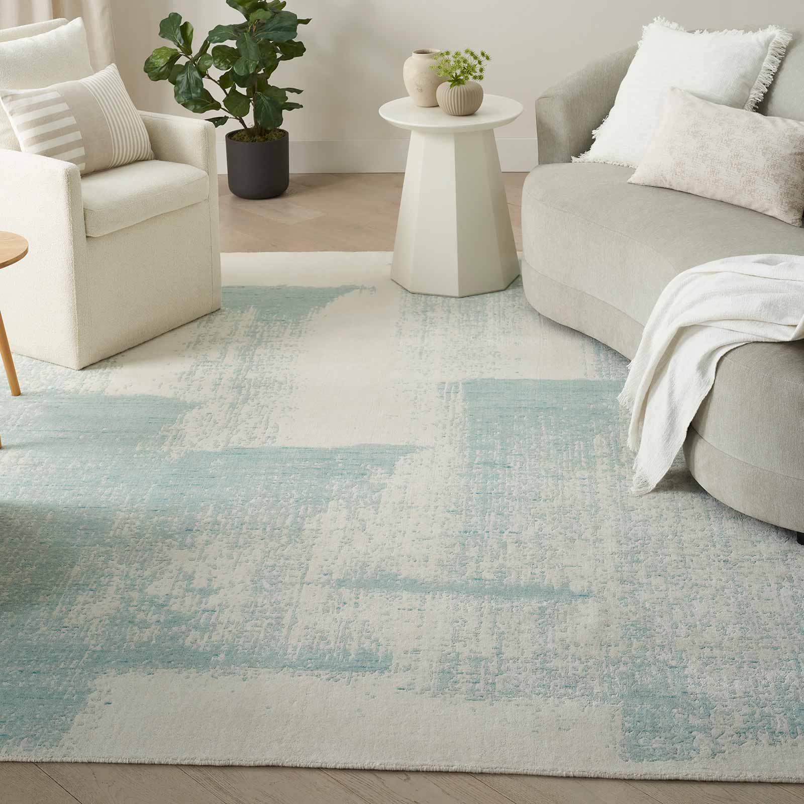 Nourison alfombra Harmony HAY02 IVAQU IVORY AQUA 8x10 099446936219 interior 1